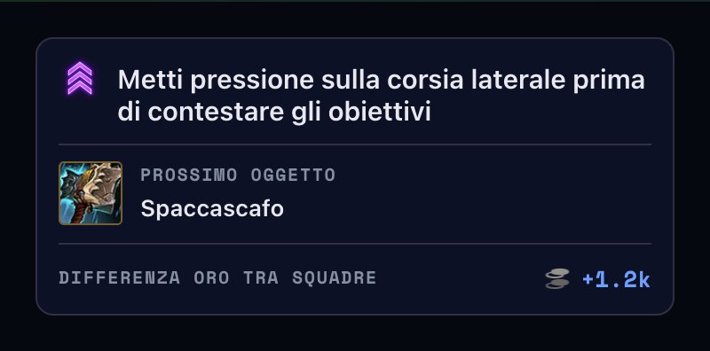 Overlay Baron Buff con prossimo oggetto, condizione di vittoria e oro stimato della squadra